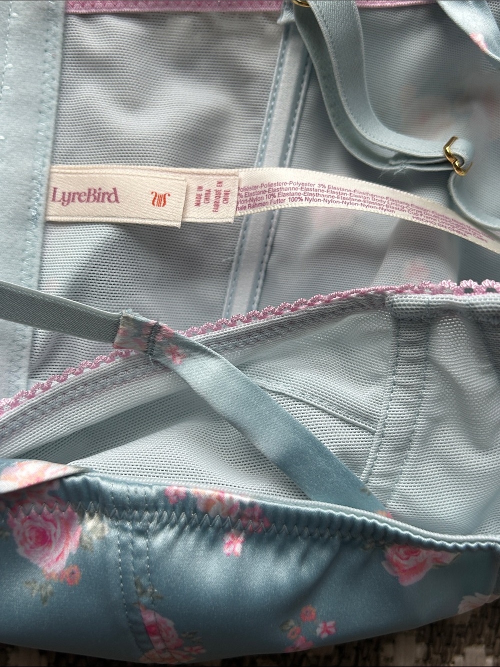 NWT Anthropologie LyreBird Silky Printed Longline Satin Bra Top (M) - Picture 7 of 8